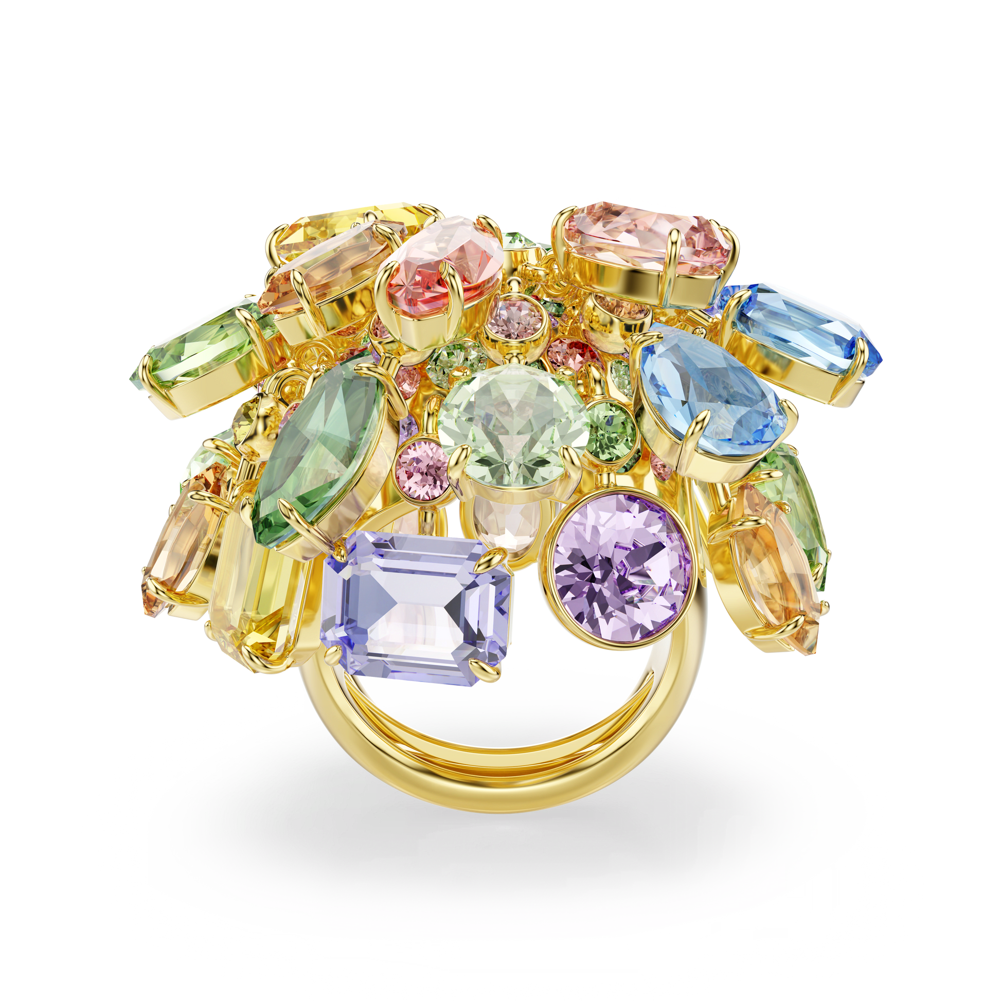 Gema cocktail ring, Mixed cuts, Multicolored, 18K gold finish