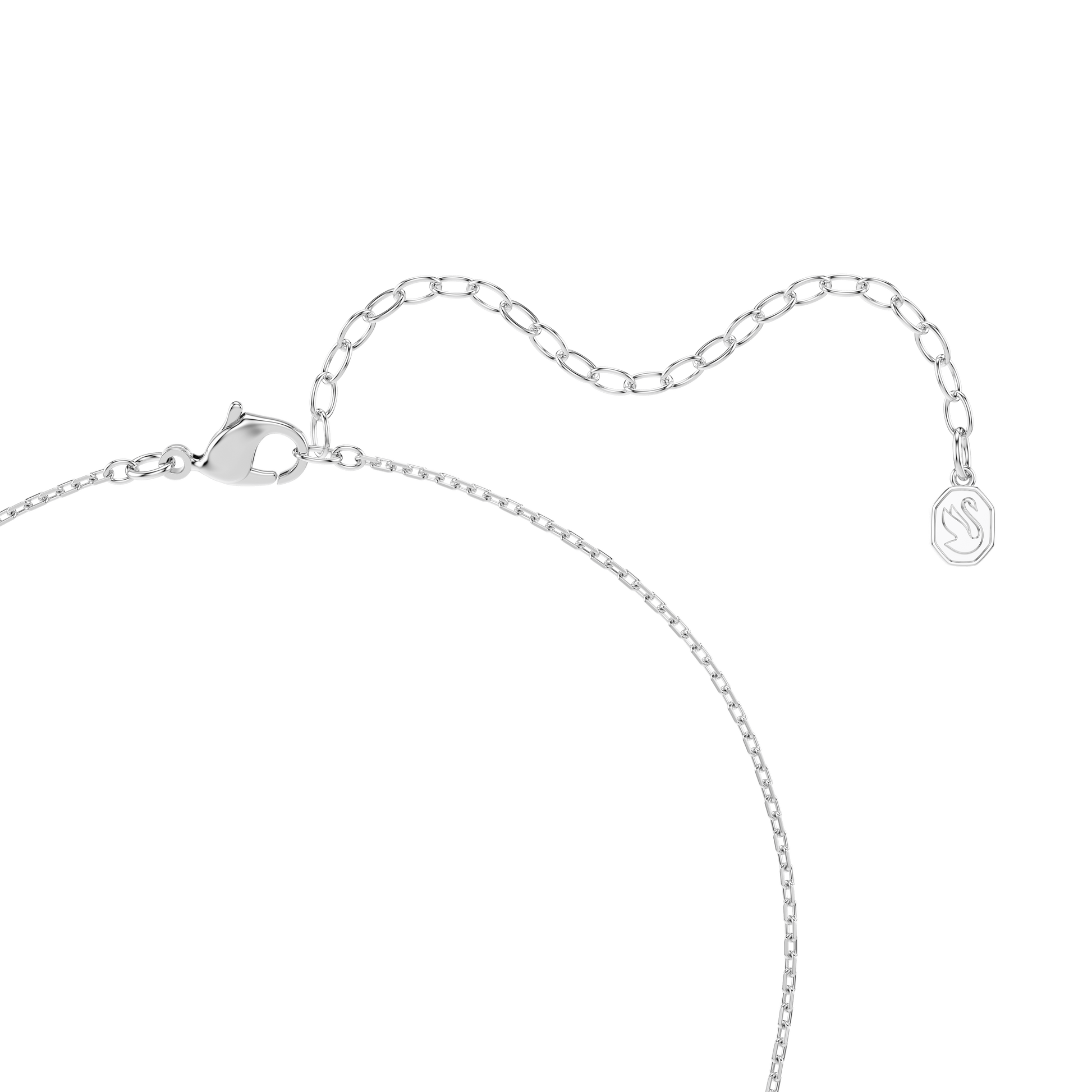 Matrix necklace, Round cut, White, Rhodium plated