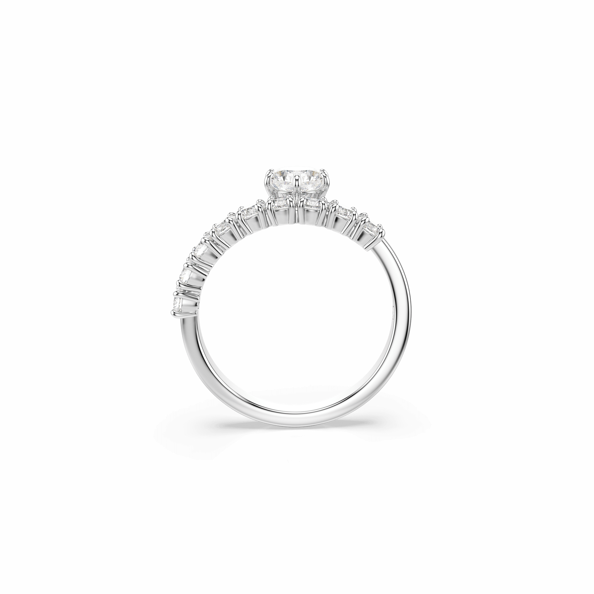 Matrix open ring, Round cut, White, Rhodium plated