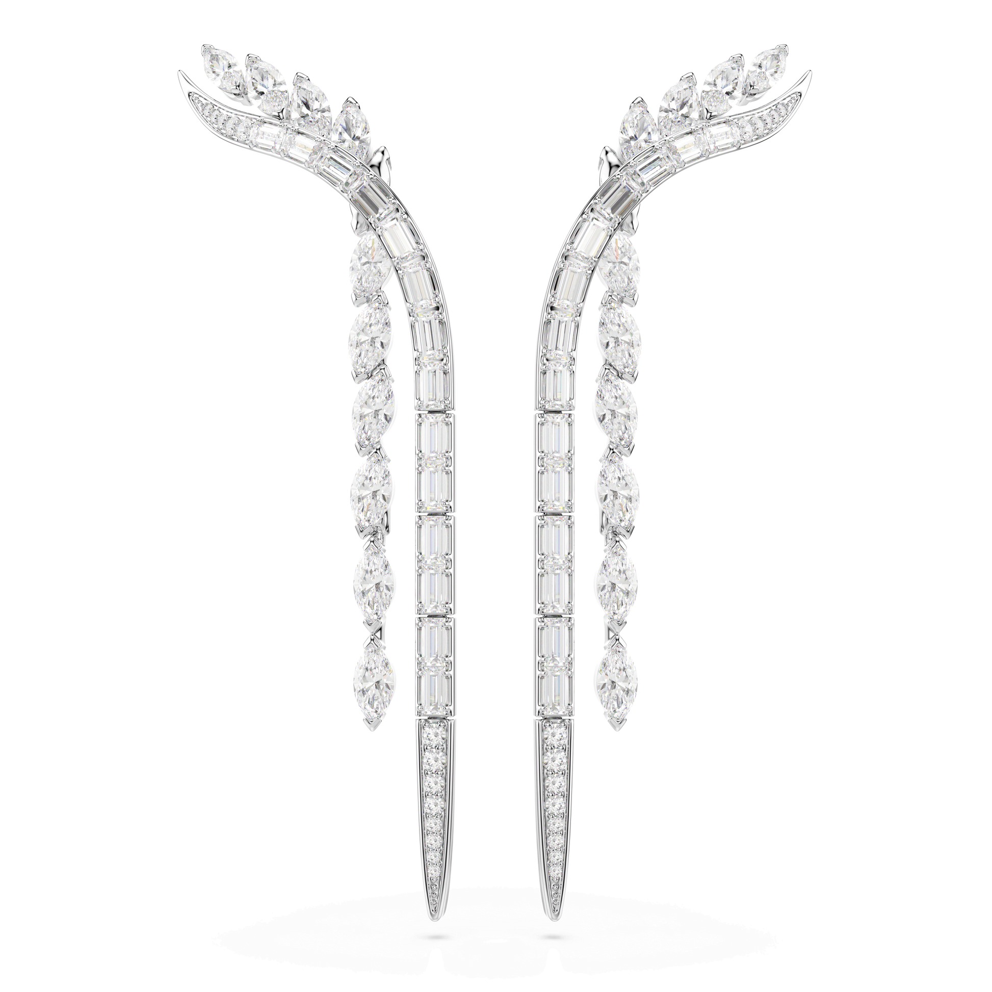 Mesmera earrings, Mixed cuts, White, Rhodium plated