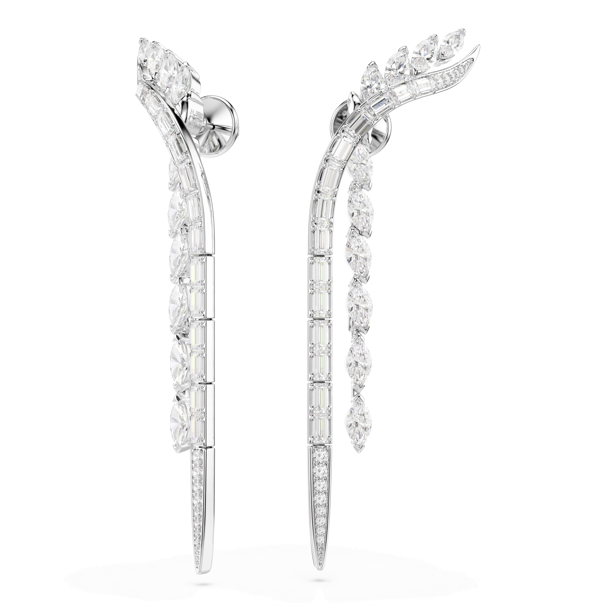 Mesmera earrings, Mixed cuts, White, Rhodium plated