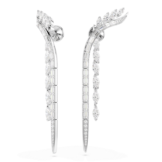 Mesmera earrings, Mixed cuts, White, Rhodium plated