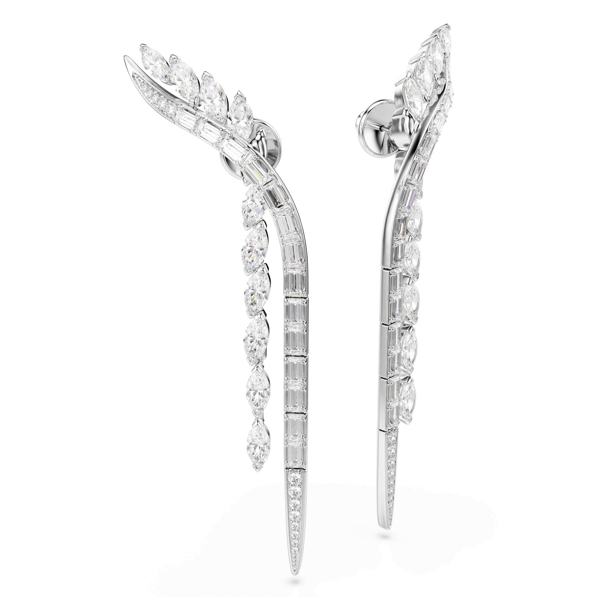 Mesmera earrings, Mixed cuts, White, Rhodium plated