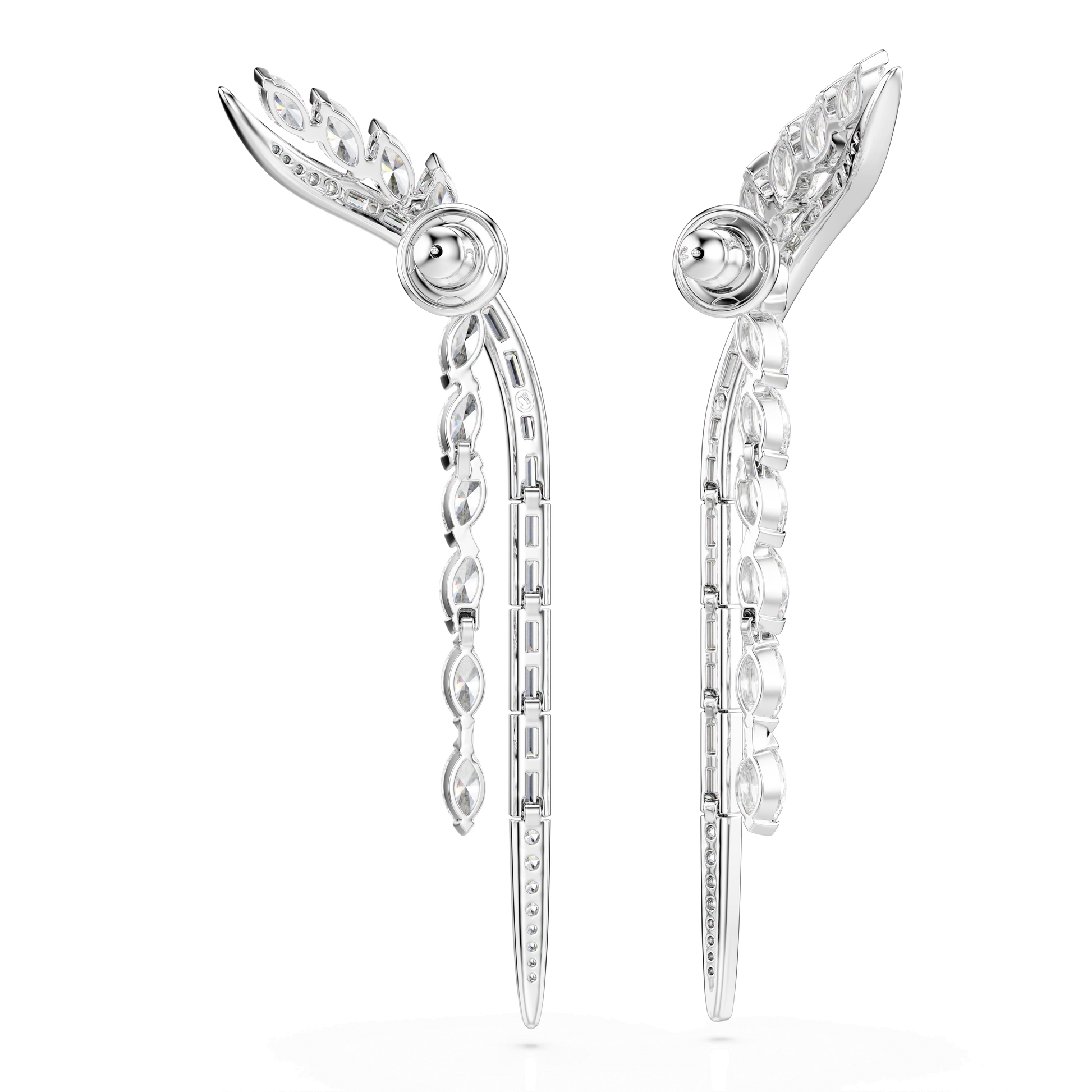 Mesmera earrings, Mixed cuts, White, Rhodium plated