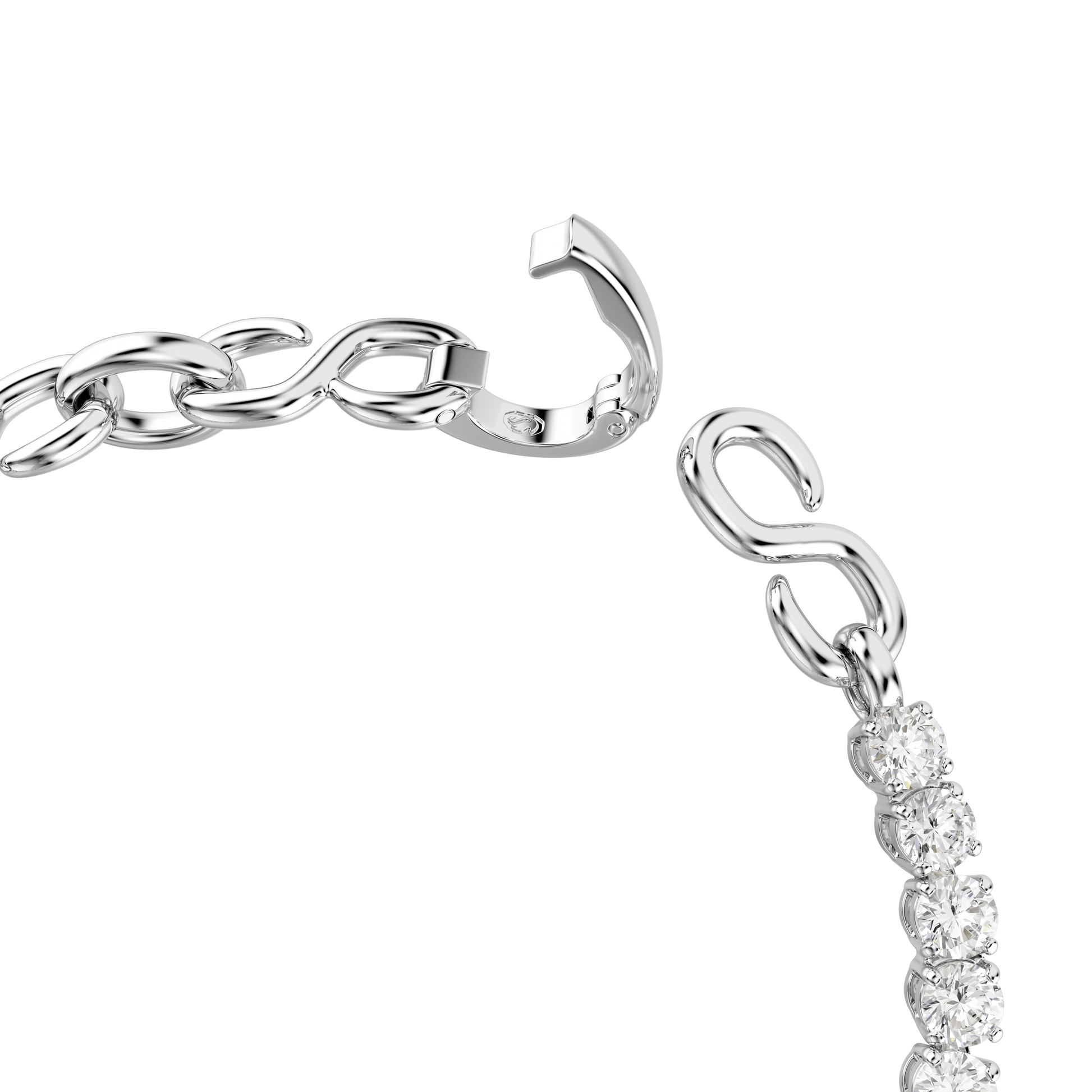 Matrix bracelet, Round cut, White, Rhodium plated
