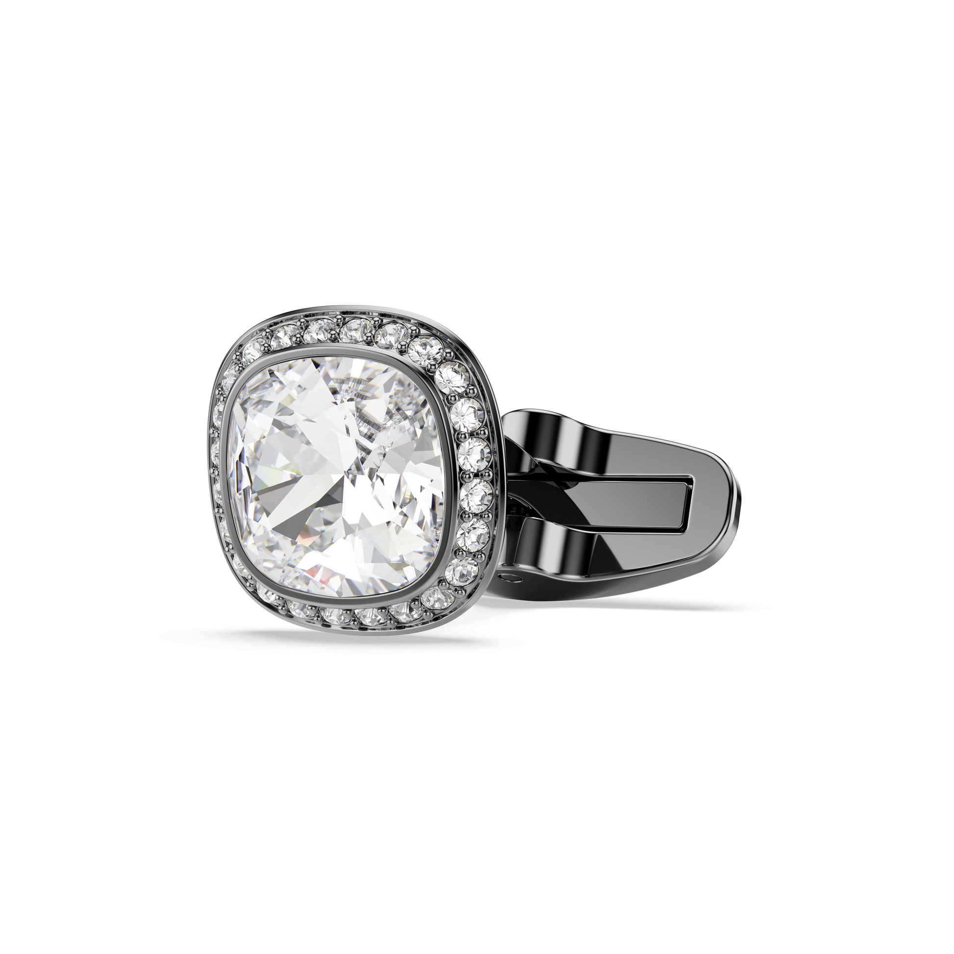 Una Angelic cufflinks, Cushion cut, White, Ruthenium plated