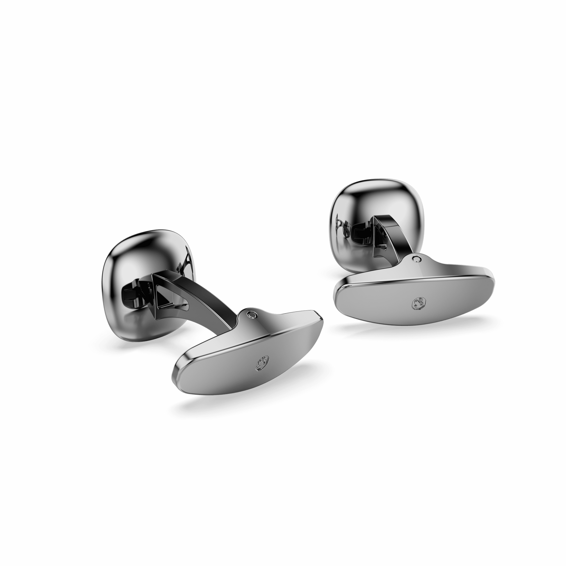 Una Angelic cufflinks, Cushion cut, White, Ruthenium plated