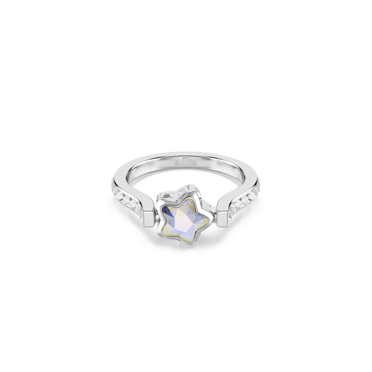 Chroma ring, Mixed cuts, Star, White, Rhodium plated