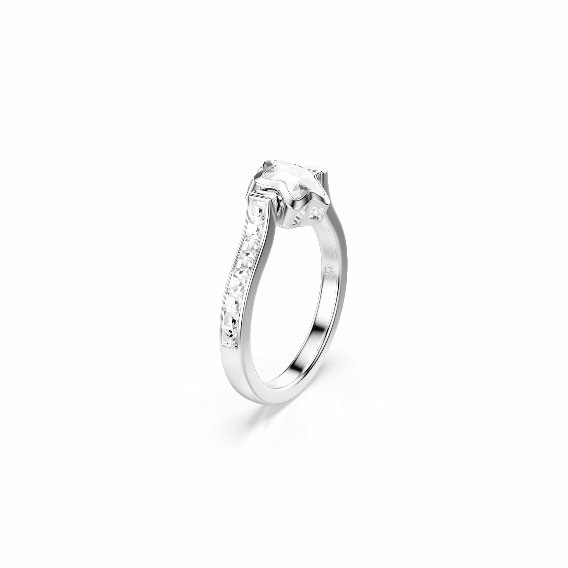 Chroma ring, Mixed cuts, Star, White, Rhodium plated