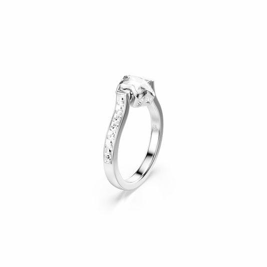 Chroma ring, Mixed cuts, Star, White, Rhodium plated