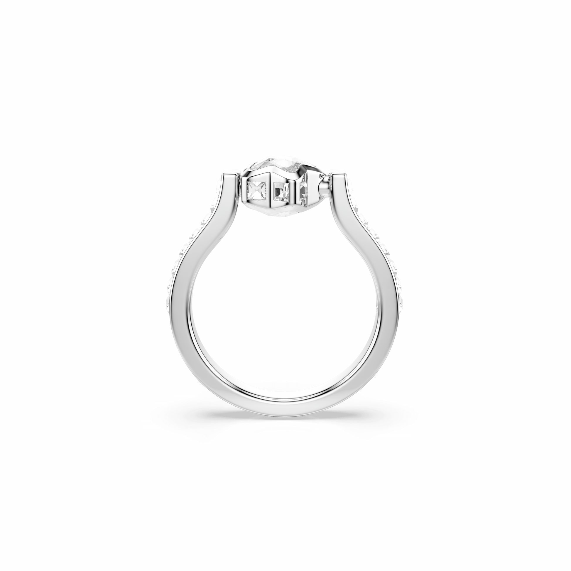 Chroma ring, Mixed cuts, Star, White, Rhodium plated