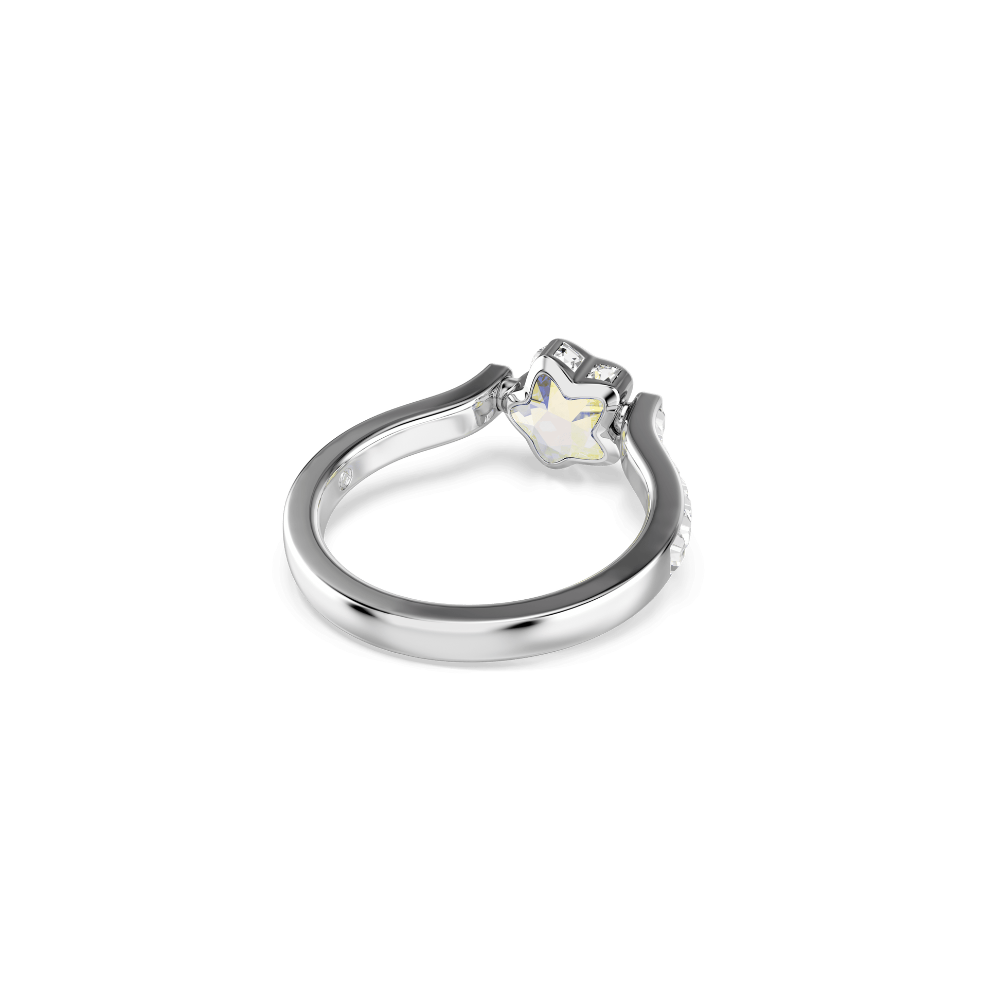 Chroma ring, Mixed cuts, Star, White, Rhodium plated