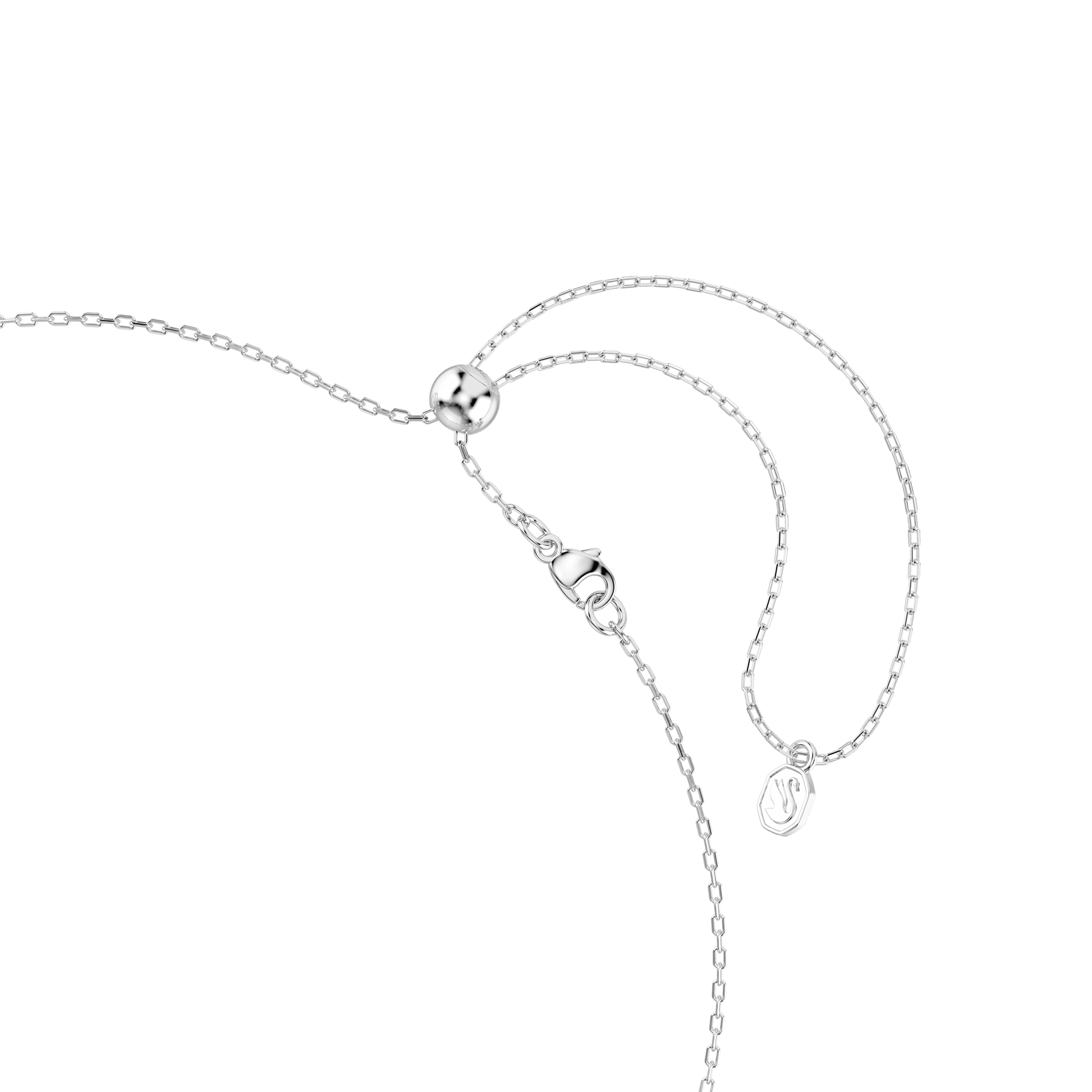 Chroma necklace, Mixed cuts, Star, White, Rhodium plated