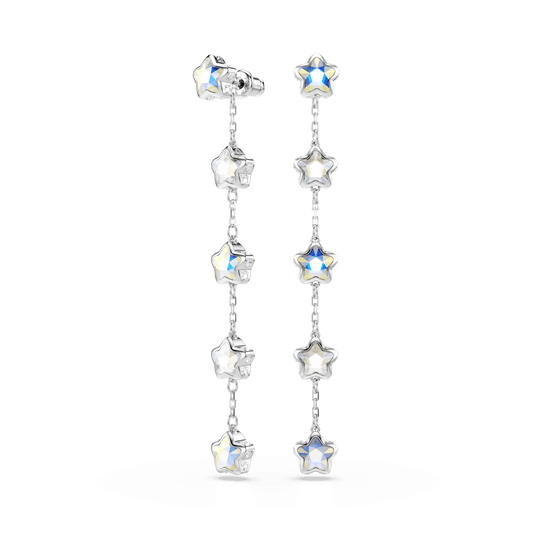 Chroma earrings, Mixed cuts, Star, White, Rhodium plated