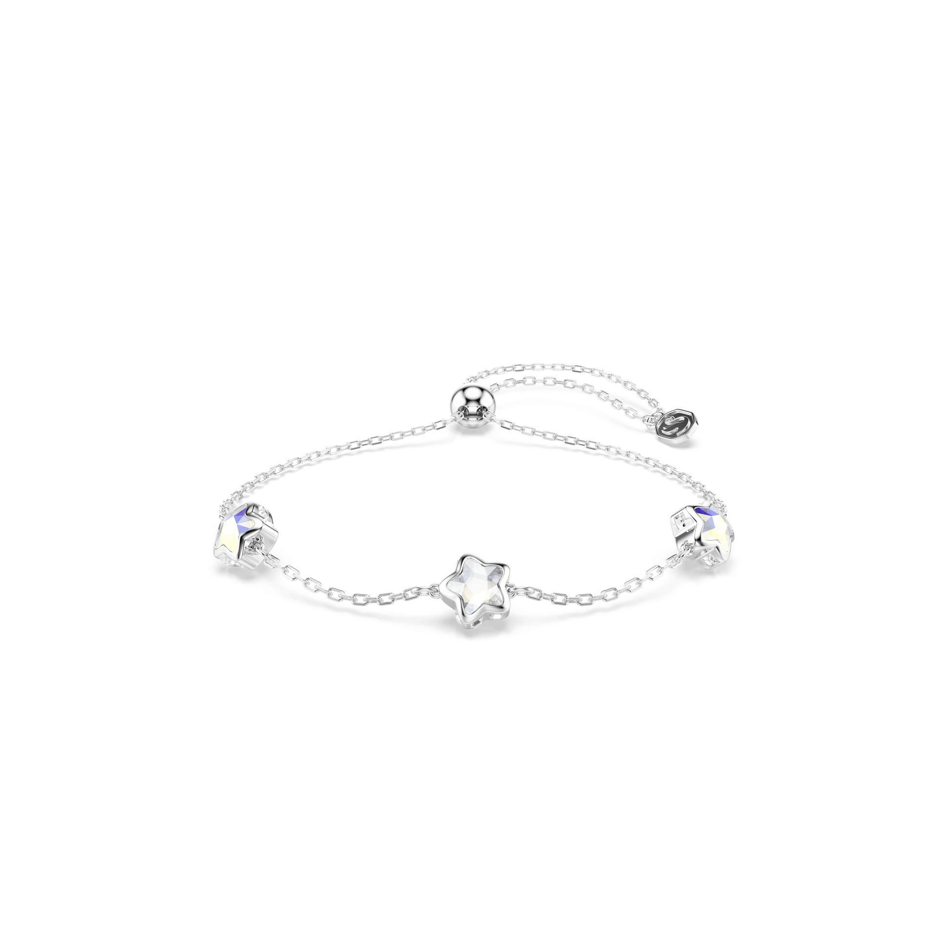Chroma bracelet, Star, White, Rhodium plated