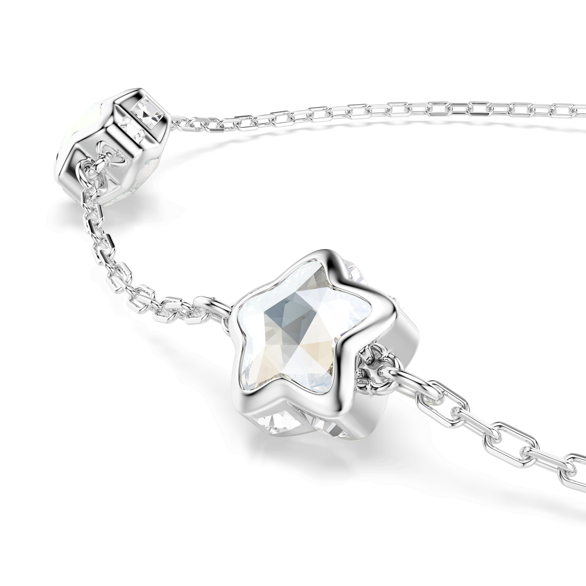 Chroma bracelet, Star, White, Rhodium plated