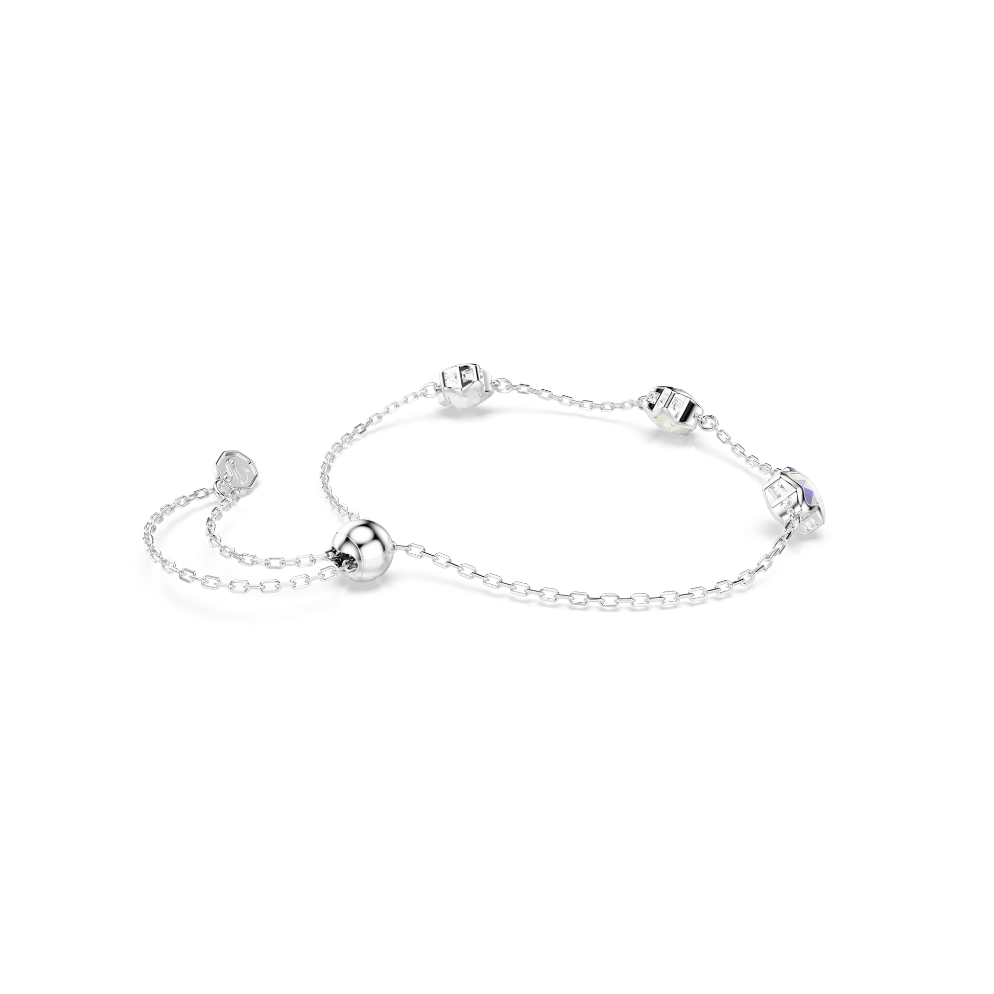 Chroma bracelet, Star, White, Rhodium plated