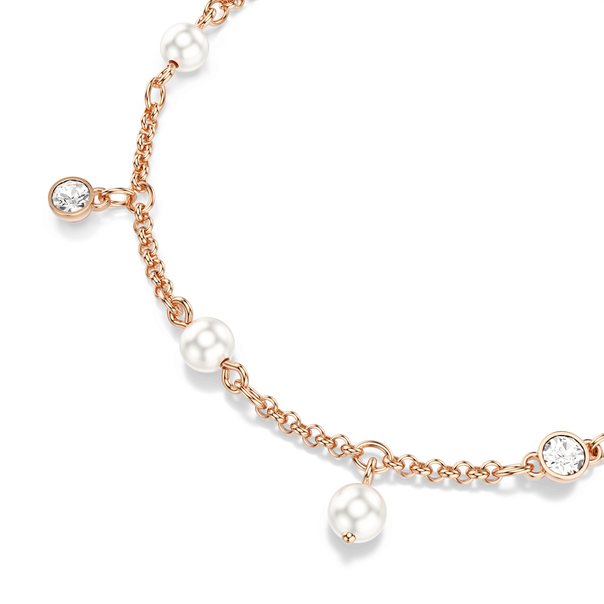 Imber bracelet, Crystal pearl, Round cut, White, 18K rose gold finish