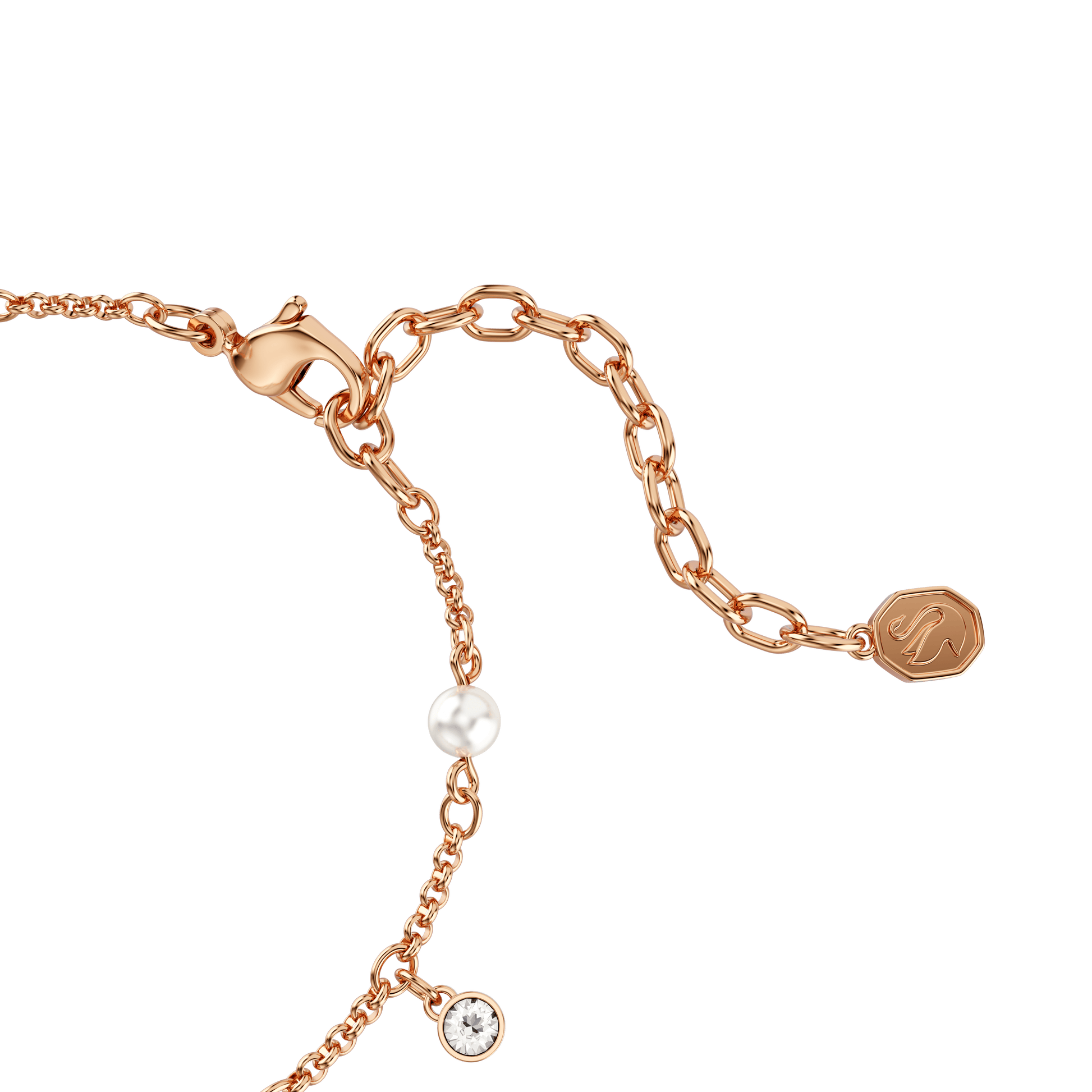 Imber bracelet, Crystal pearl, Round cut, White, 18K rose gold finish