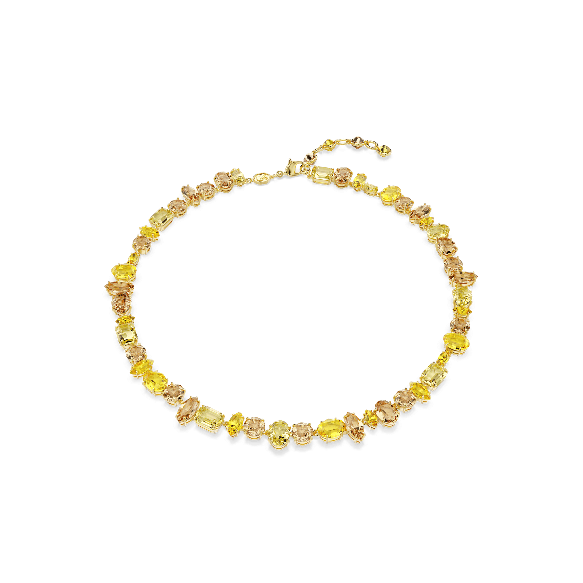 Gema necklace, Mixed cuts, Yellow, 18K gold finish