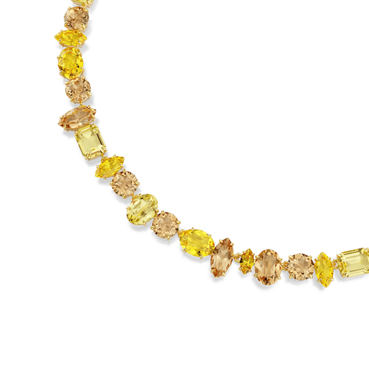 Gema necklace, Mixed cuts, Yellow, 18K gold finish