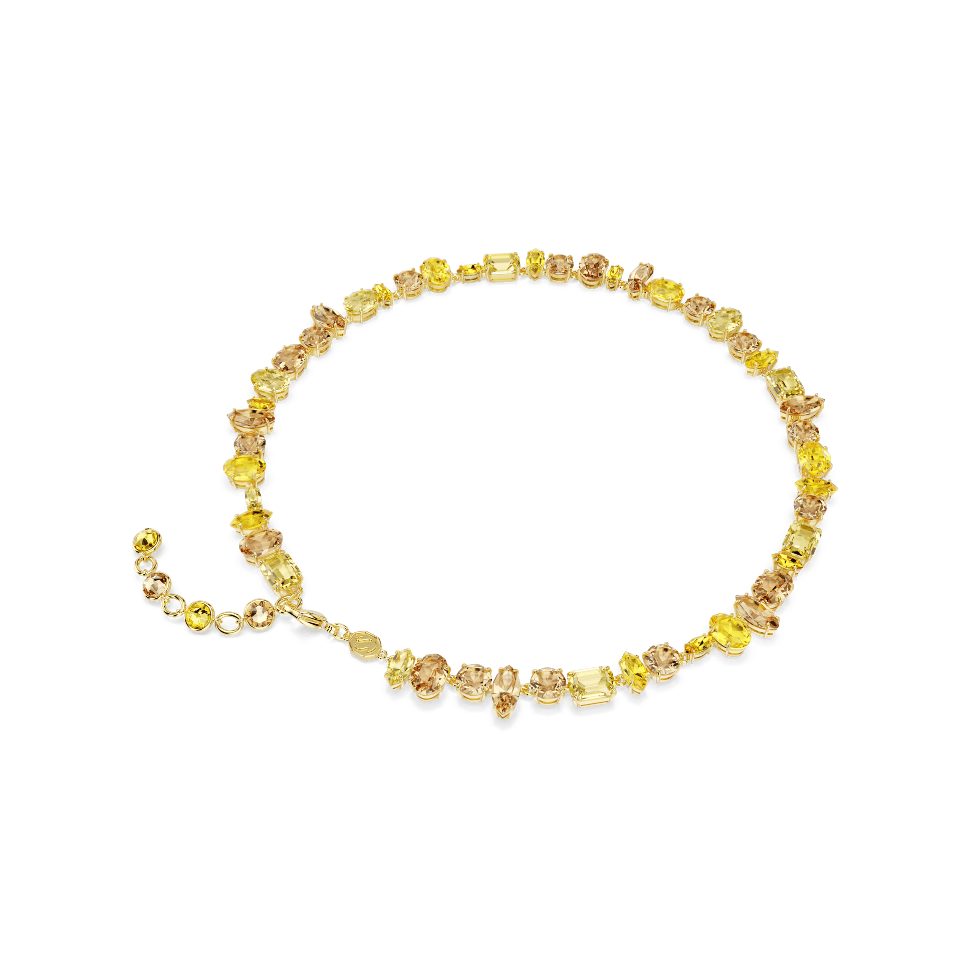 Gema necklace, Mixed cuts, Yellow, 18K gold finish