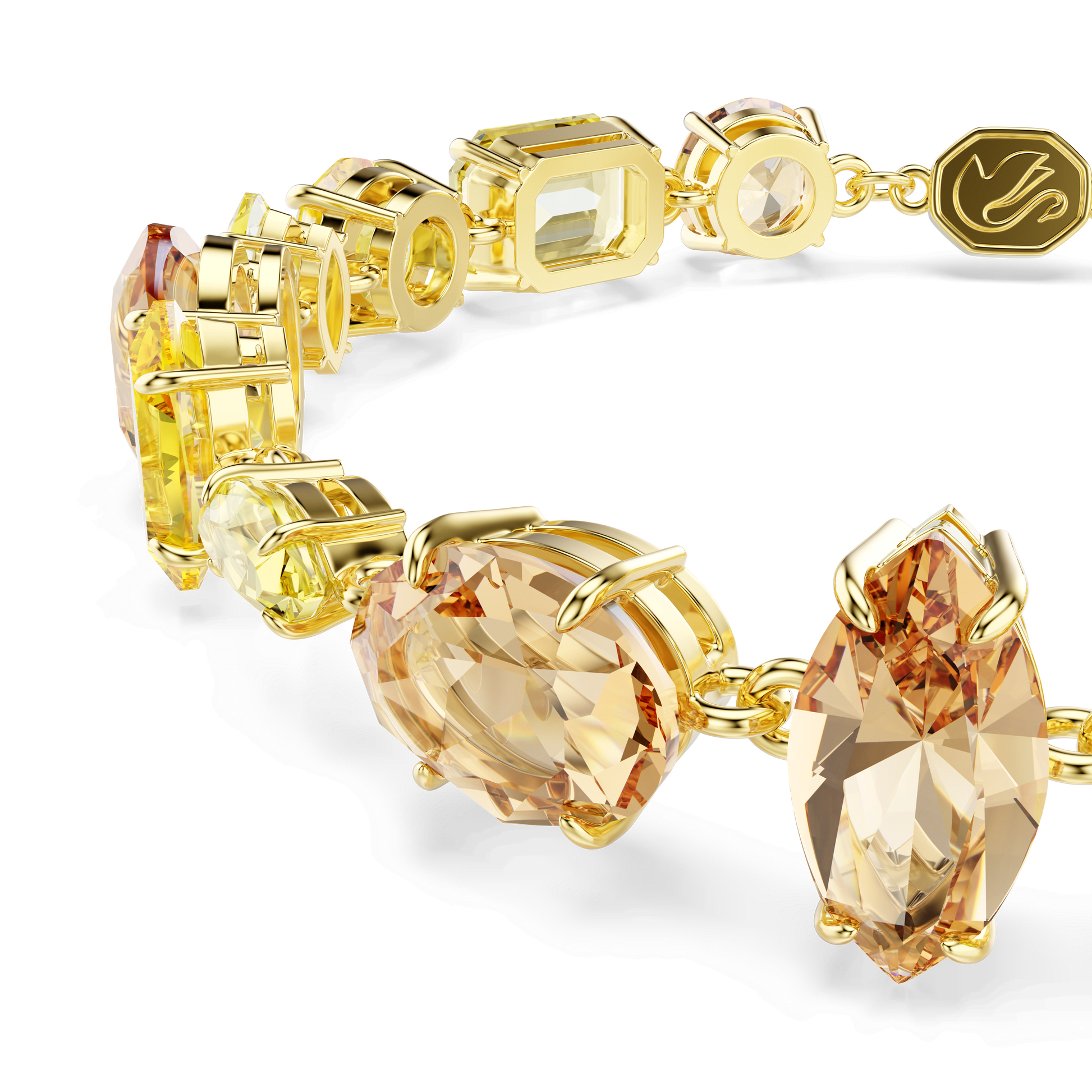 Gema bracelet, Mixed cuts, Yellow, 18K gold finish