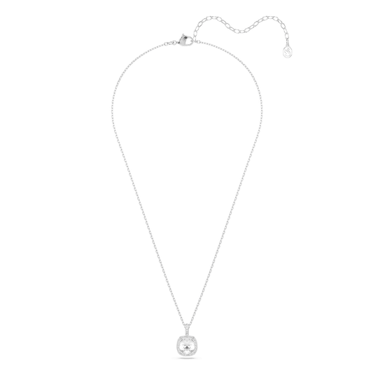 Una Angelic pendant, Cushion cut, White, Rhodium plated