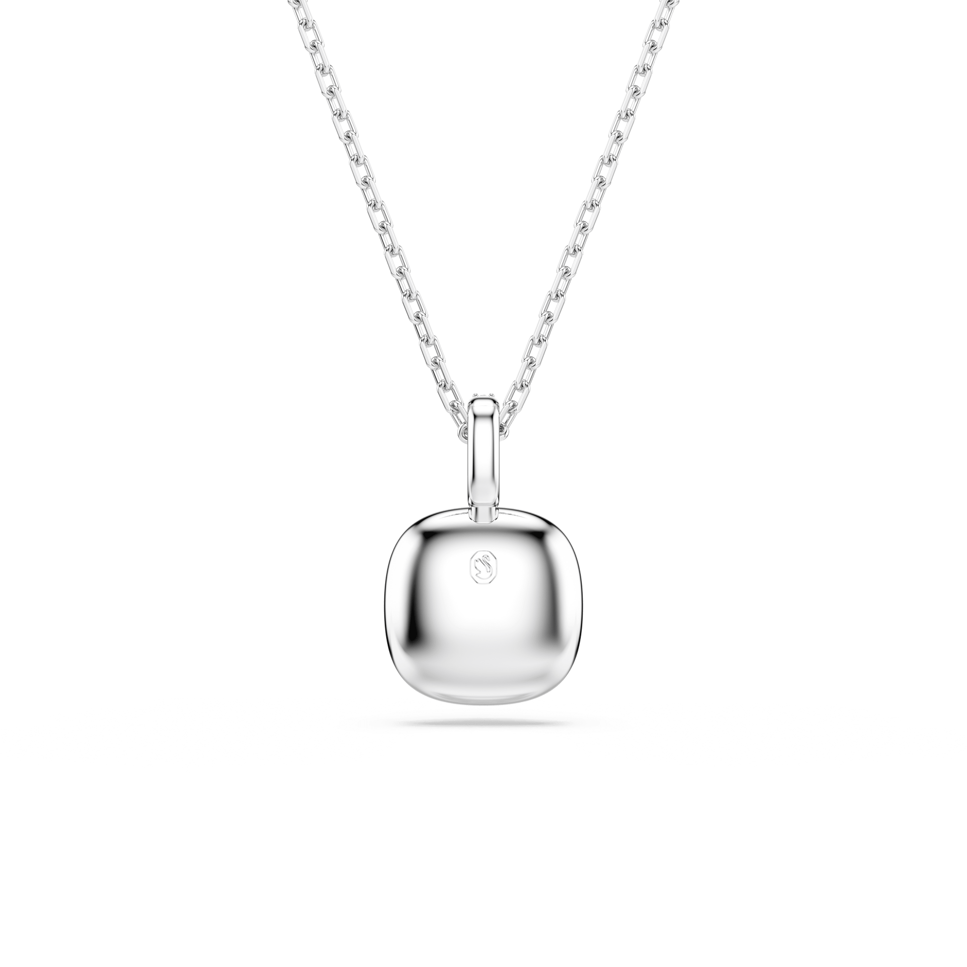 Una Angelic pendant, Cushion cut, White, Rhodium plated