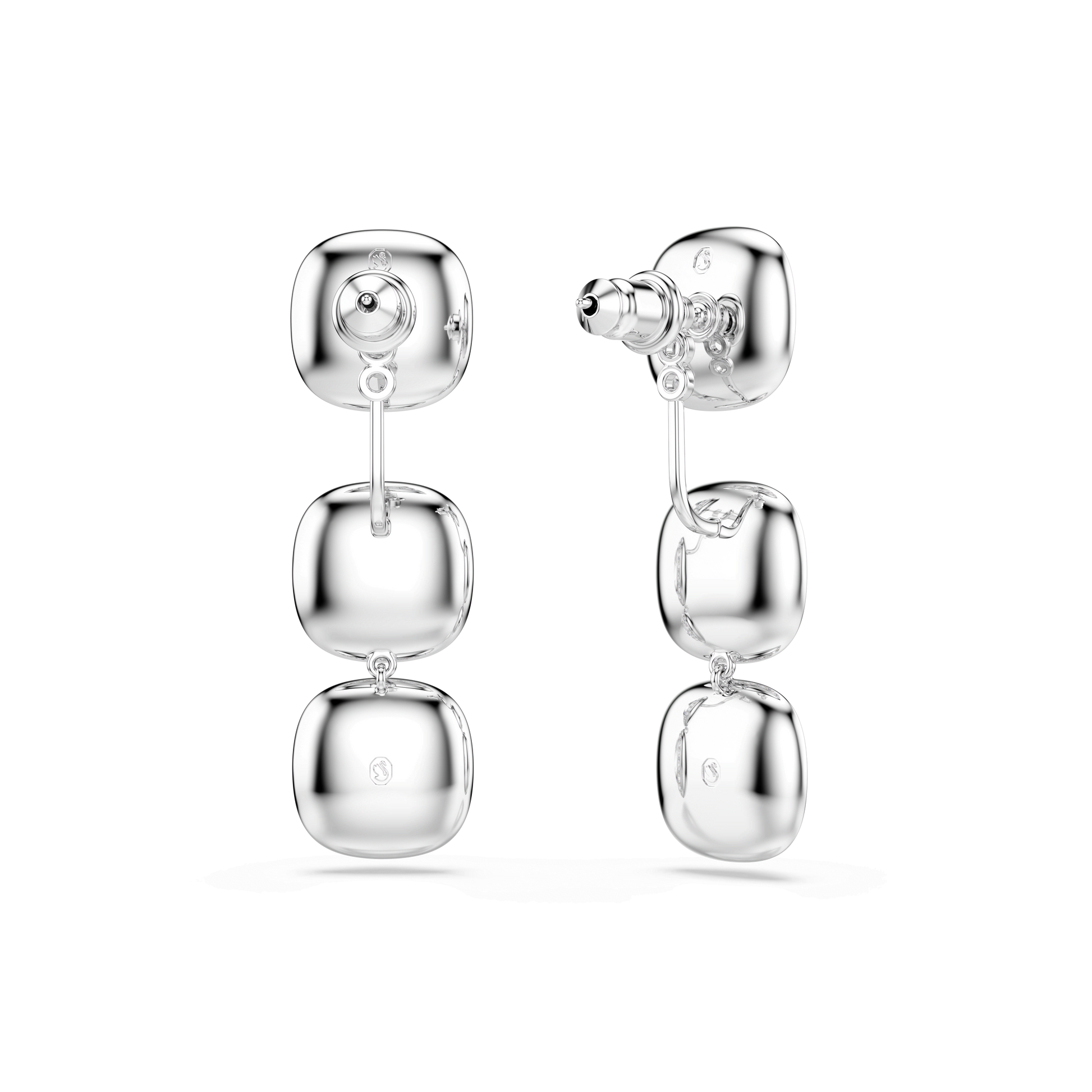 Una Angelic earrings, Cushion cut, White, Rhodium plated