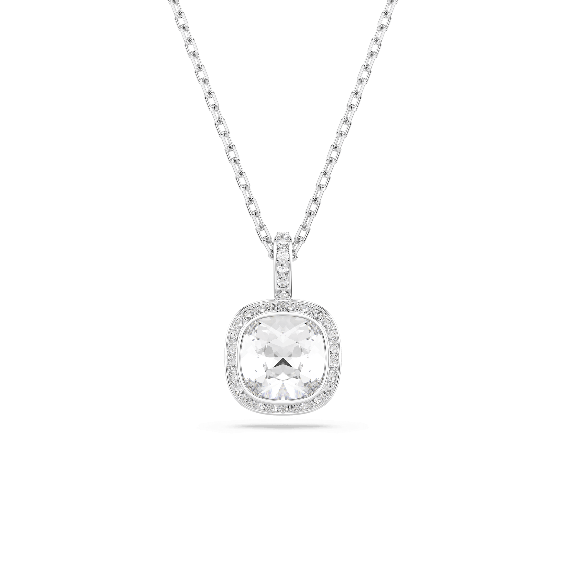 Una Angelic set, Cushion cut, White, Rhodium plated