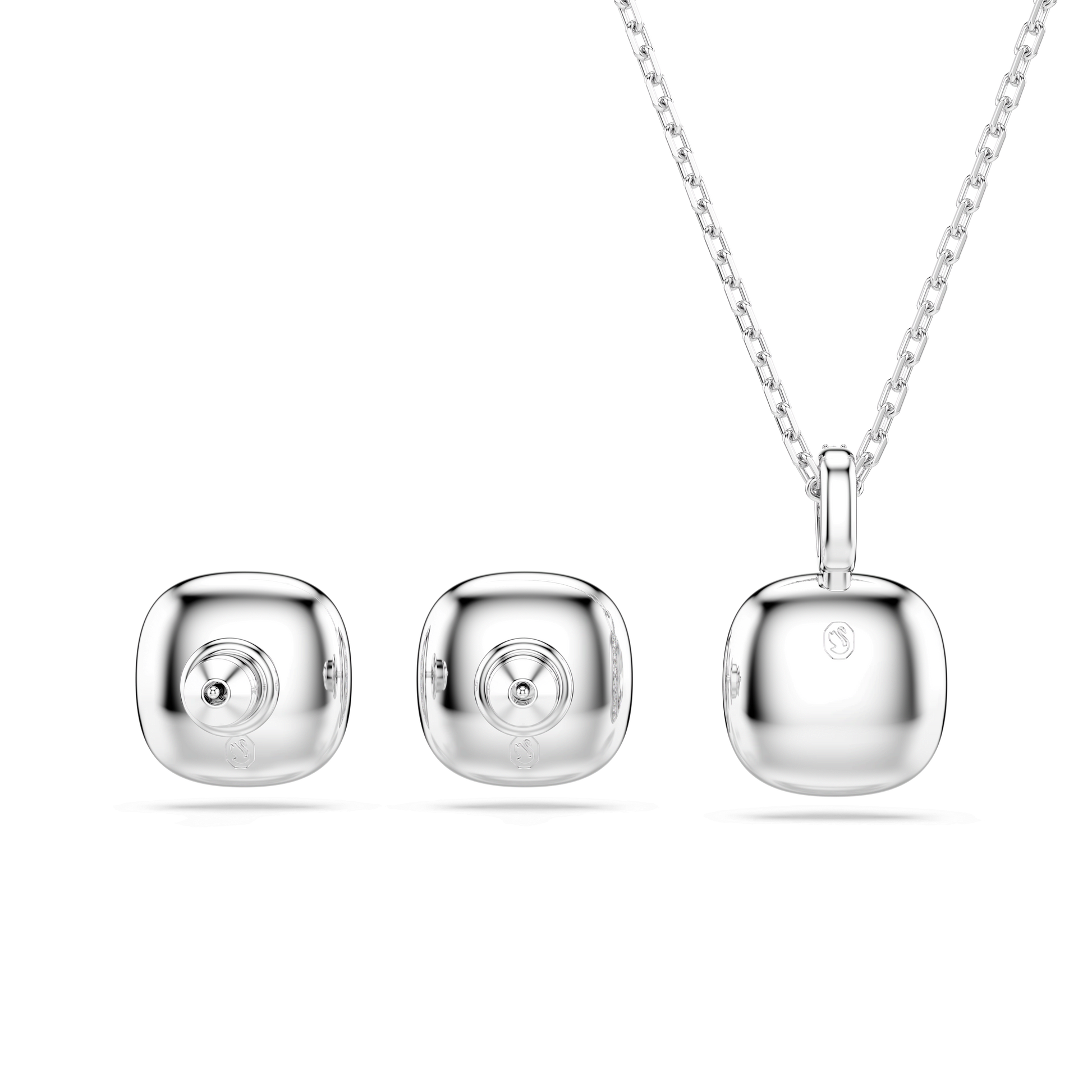 Una Angelic set, Cushion cut, White, Rhodium plated