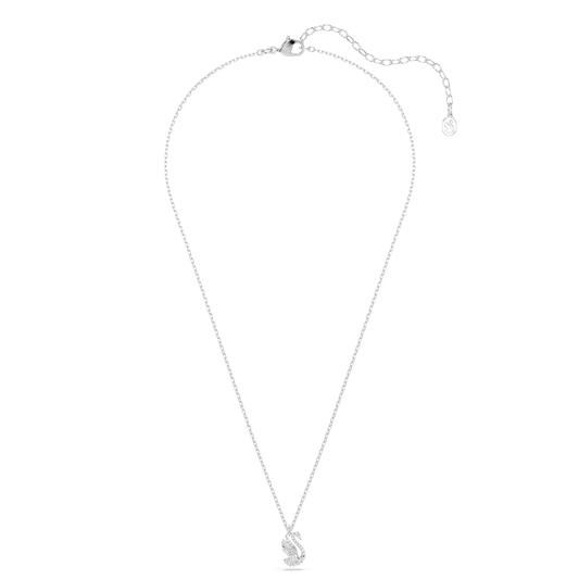 Swan pendant, Mixed cuts, Swan, White, Rhodium plated