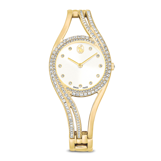 Hyperbola bangle watch, Swiss Made, Metal bracelet, Gold tone, Gold-tone finish