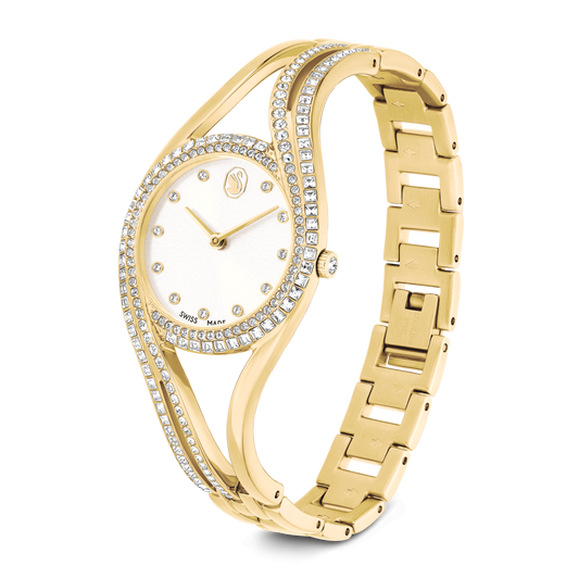Hyperbola bangle watch, Swiss Made, Metal bracelet, Gold tone, Gold-tone finish