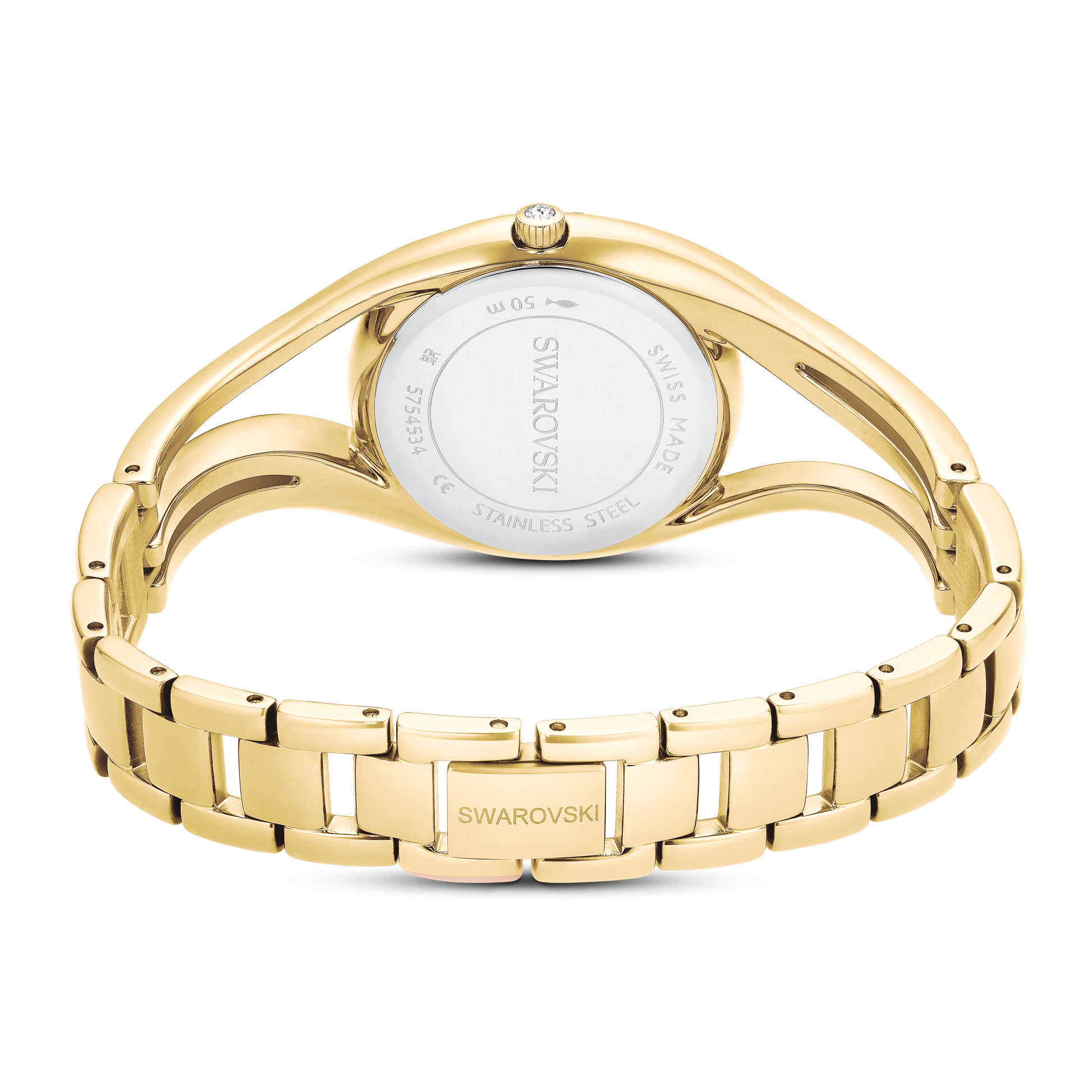 Hyperbola bangle watch, Swiss Made, Metal bracelet, Gold tone, Gold-tone finish