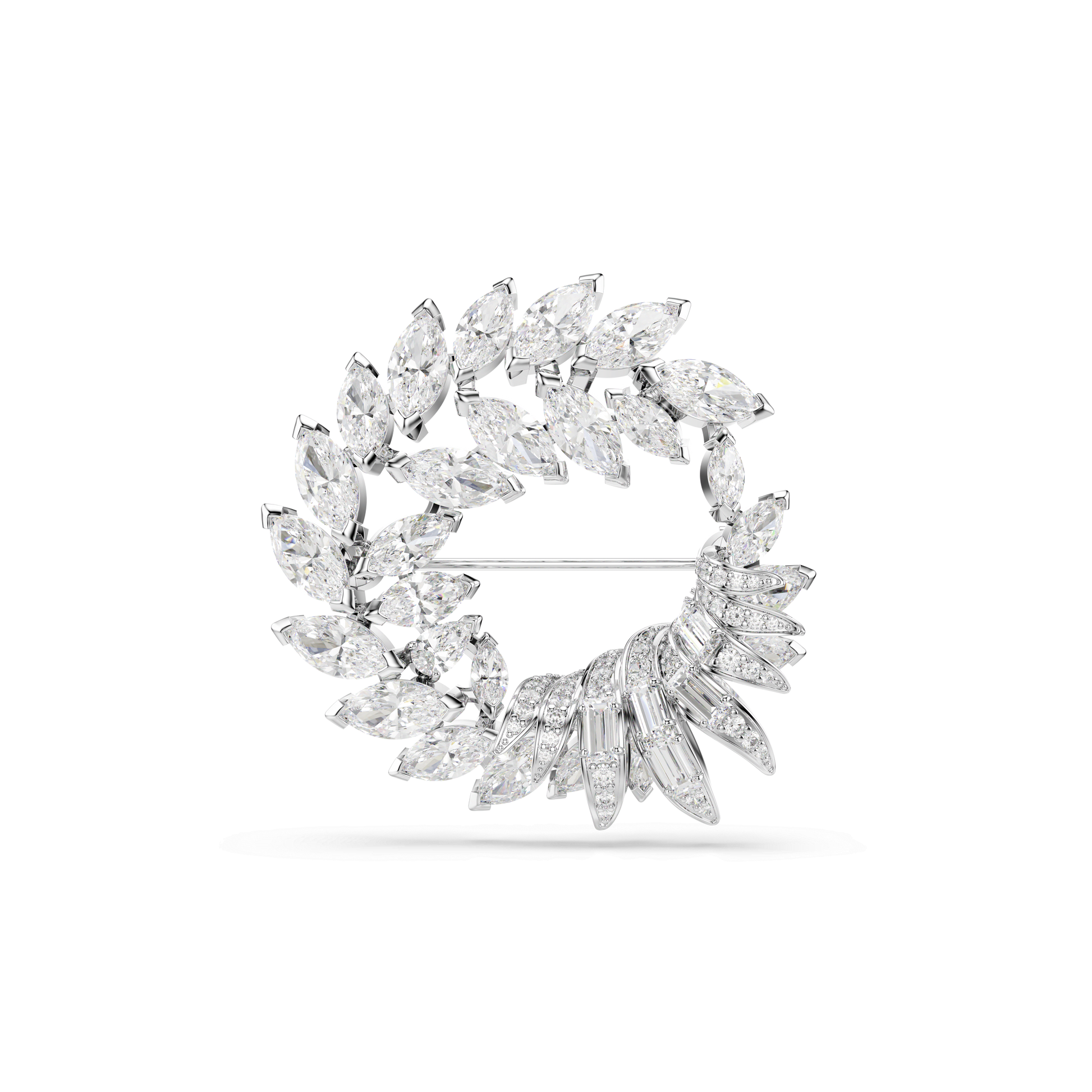 Mesmera brooch, Marquise cut, White, Rhodium plated