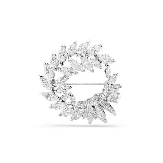 Mesmera brooch, Marquise cut, White, Rhodium plated