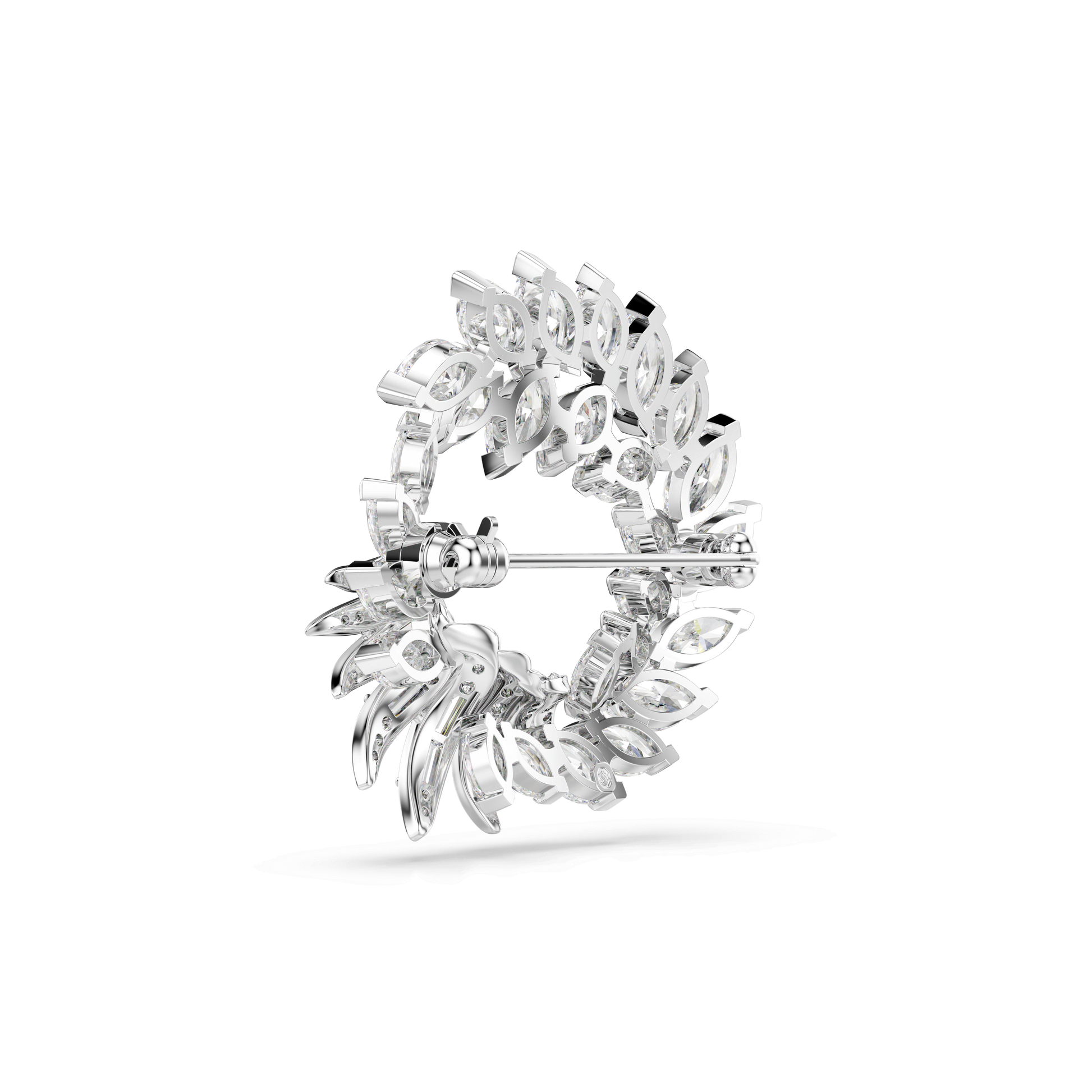 Mesmera brooch, Marquise cut, White, Rhodium plated