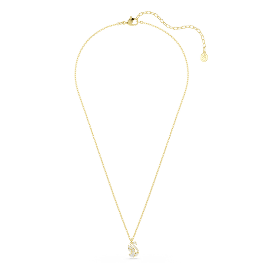 Swan pendant, Mixed cuts, Swan, White, 18K gold finish
