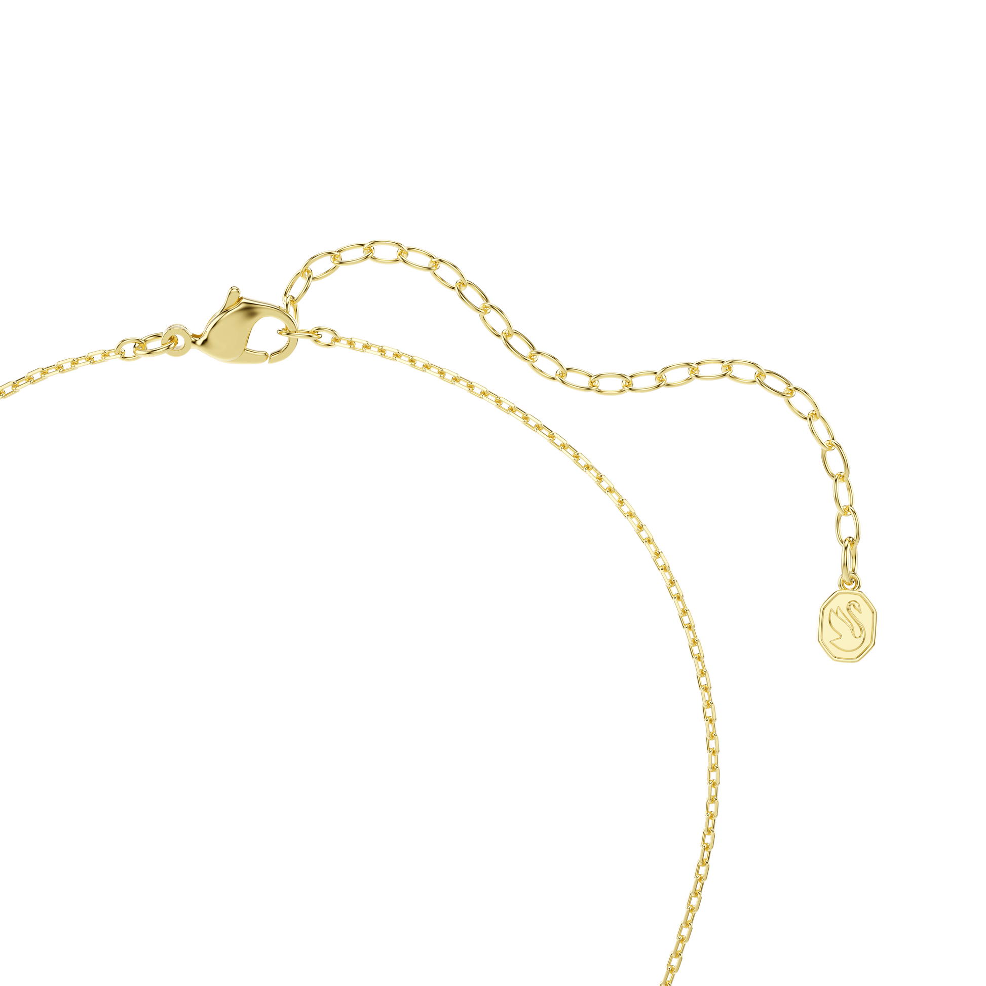 Swan pendant, Mixed cuts, Swan, White, 18K gold finish