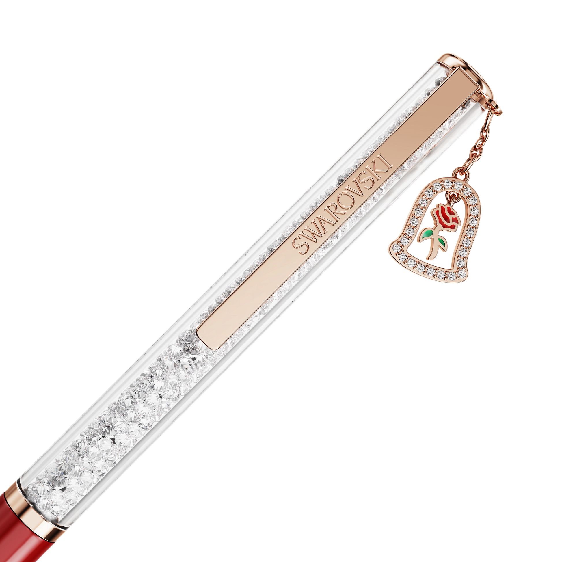 Crystalline ballpoint pen, Bell, Red lacquered, Rose gold-tone plated