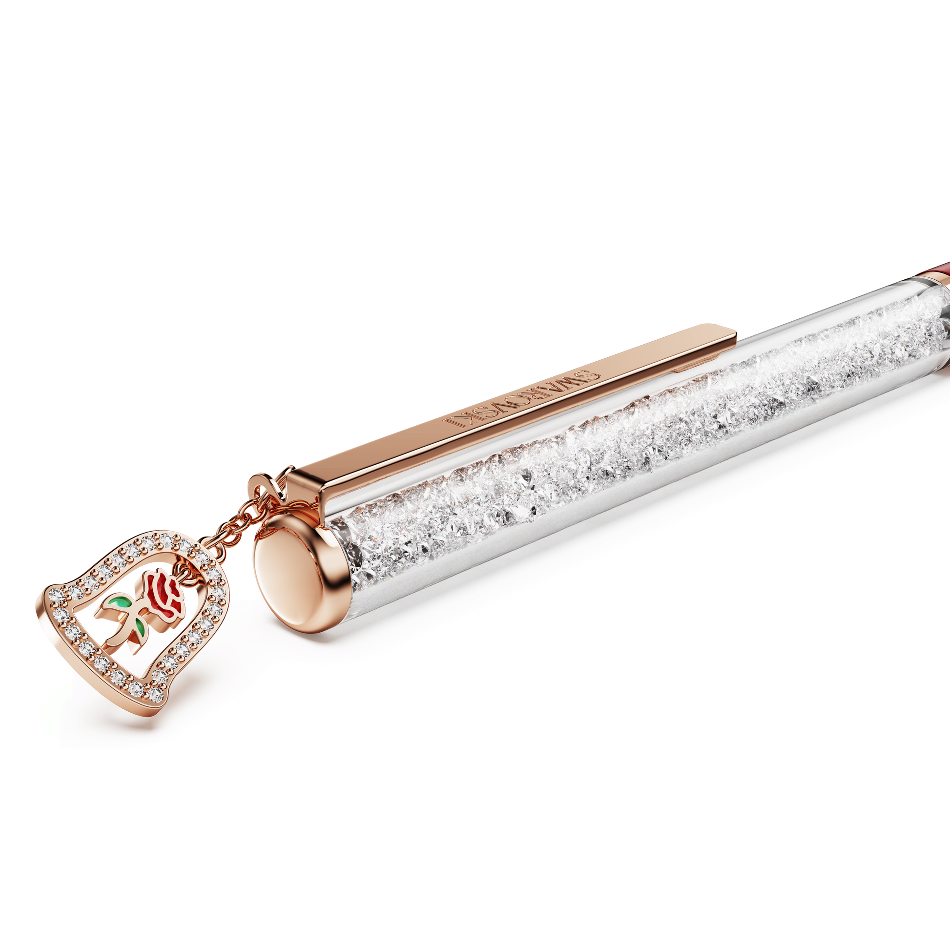 Crystalline ballpoint pen, Bell, Red lacquered, Rose gold-tone plated