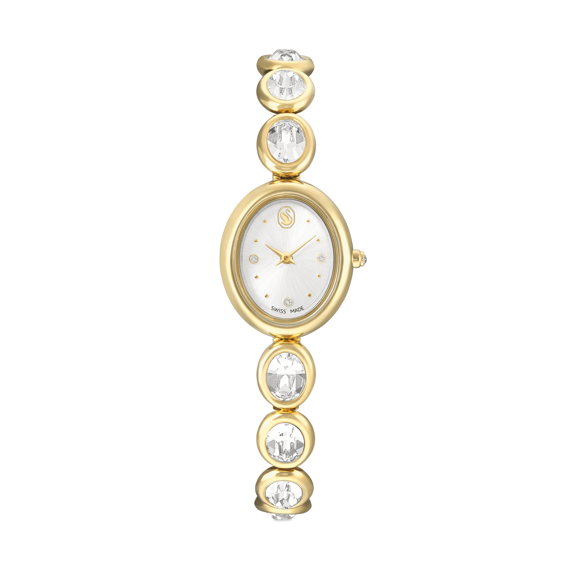 Imber oval watch, Swiss Made, Metal bracelet, Gold tone, Gold-tone finish