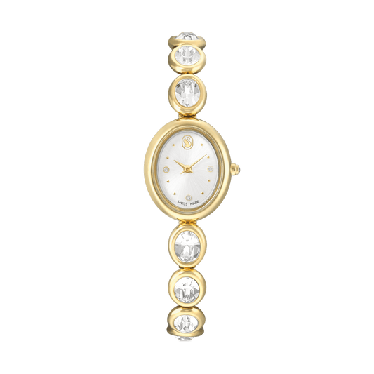 Imber oval watch, Swiss Made, Metal bracelet, Gold tone, Gold-tone finish