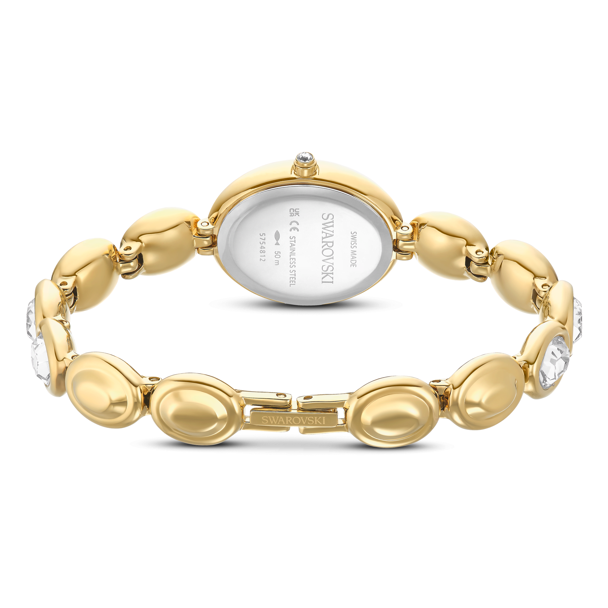 Imber oval watch, Swiss Made, Metal bracelet, Gold tone, Gold-tone finish