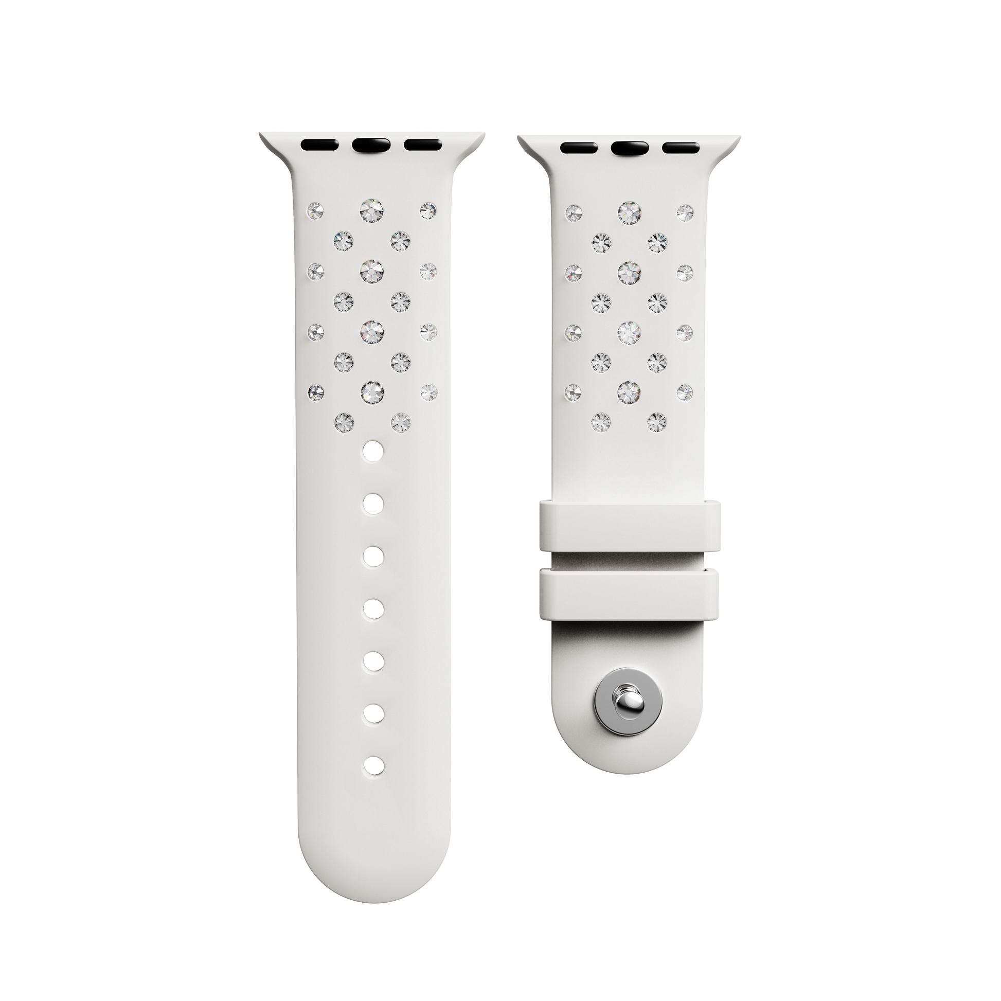Watch strap, Silicone with stitching, Gray, Stainless steel