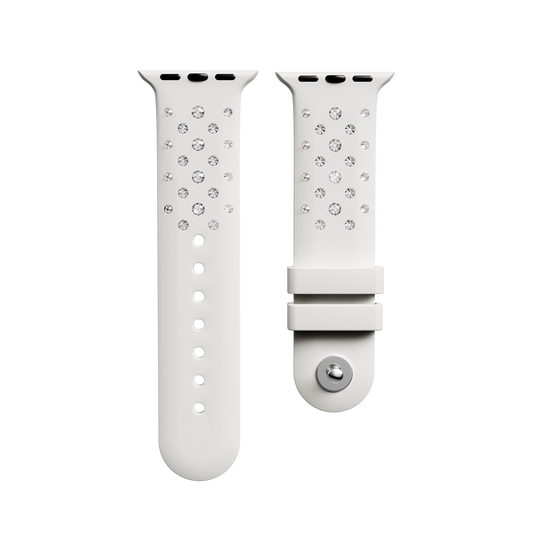 Watch strap, Silicone with stitching, Gray, Stainless steel
