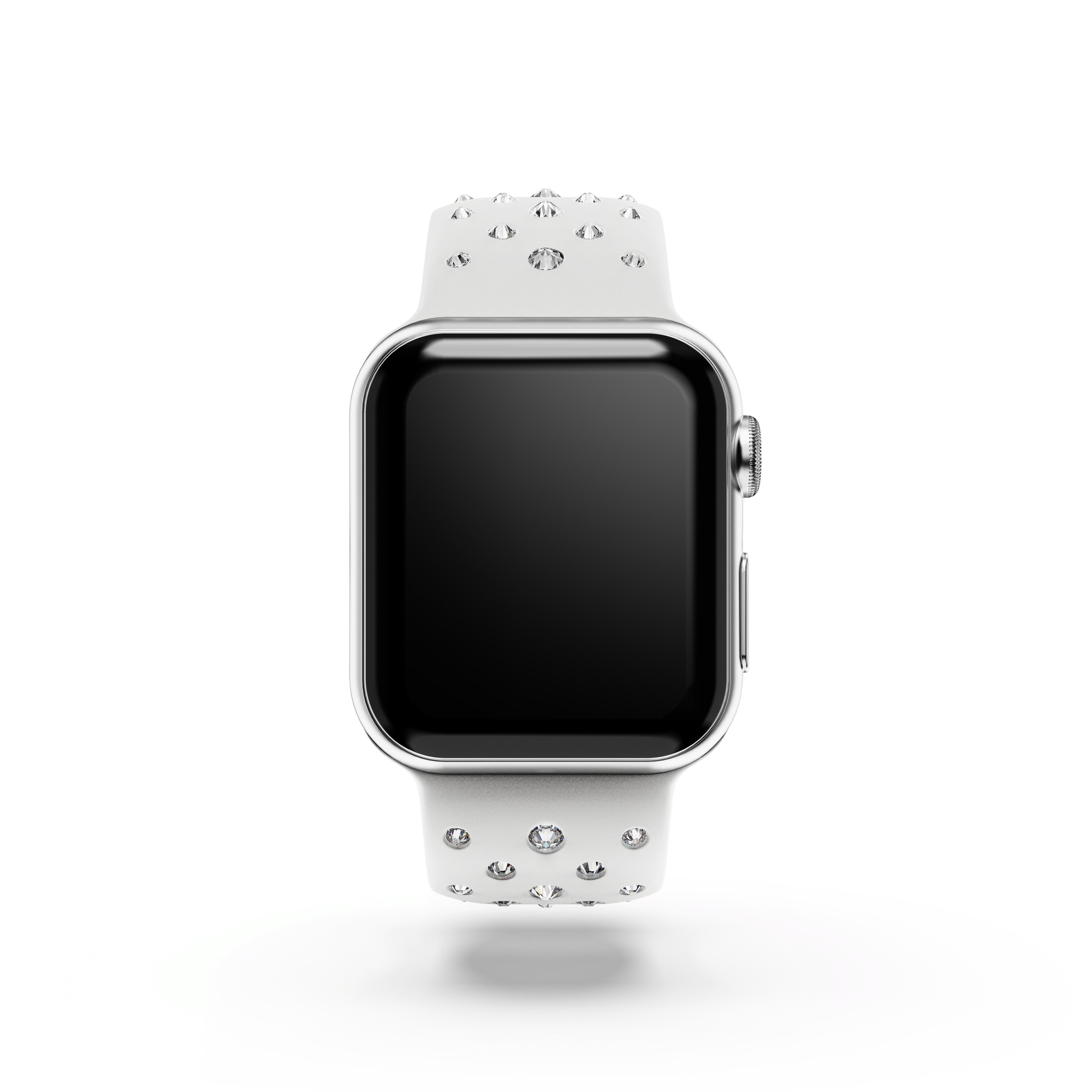 Watch strap, Silicone with stitching, Gray, Stainless steel