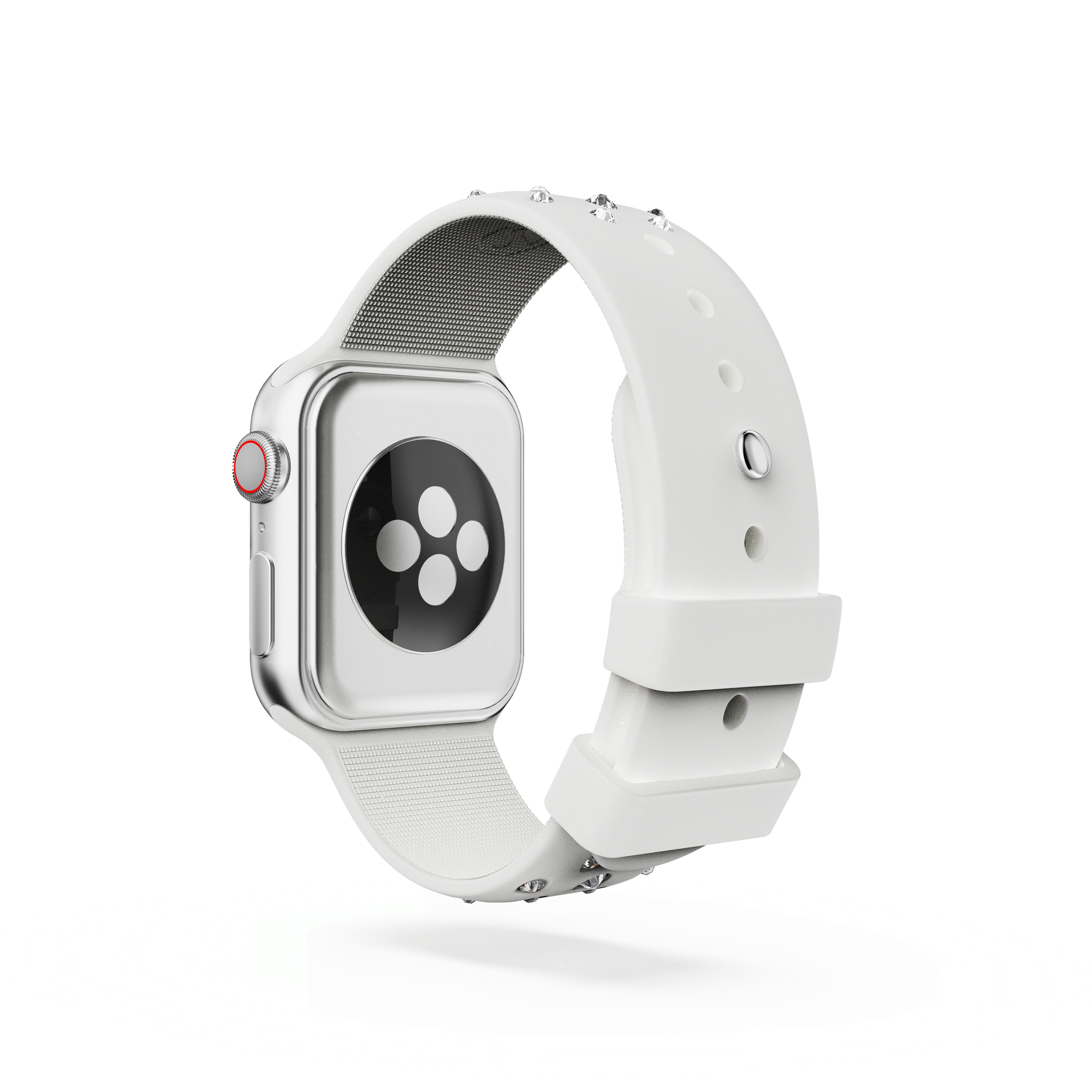 Watch strap, Silicone with stitching, Gray, Stainless steel